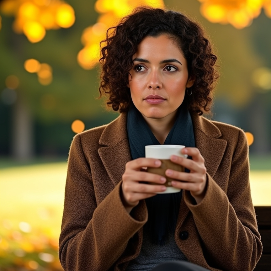 Woman in brown coat